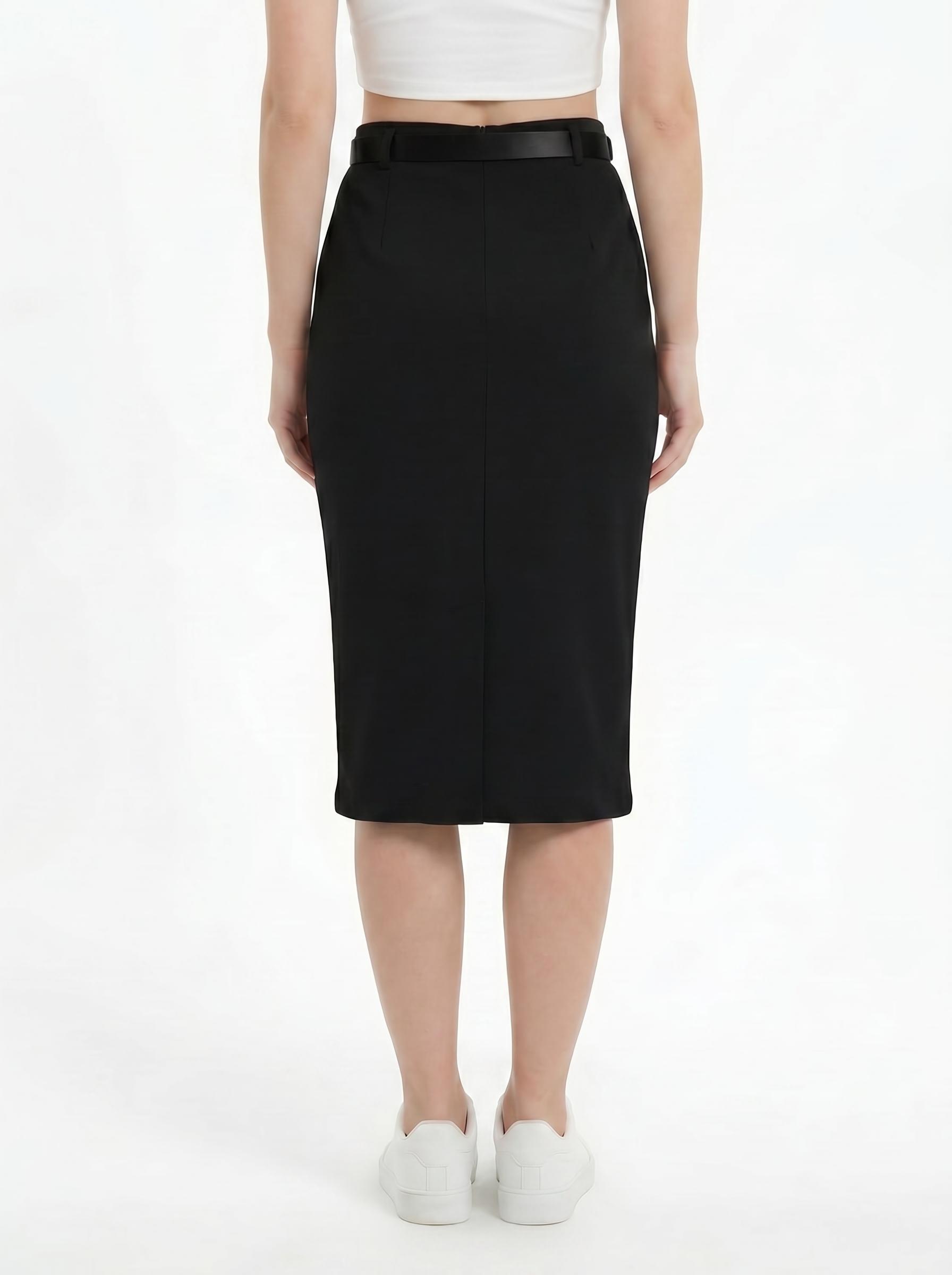 Belted Pencil Fit Women’s Midi Skirt