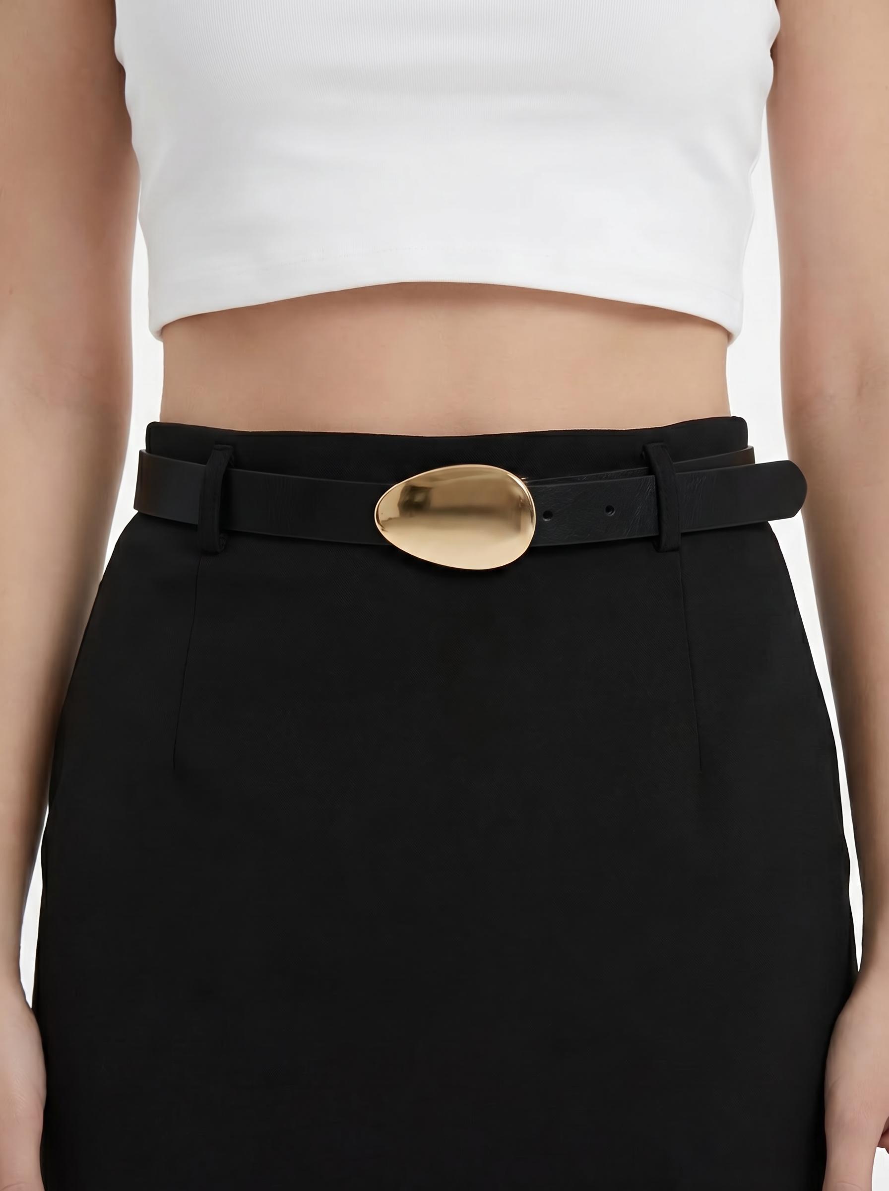Belted Pencil Fit Women’s Midi Skirt