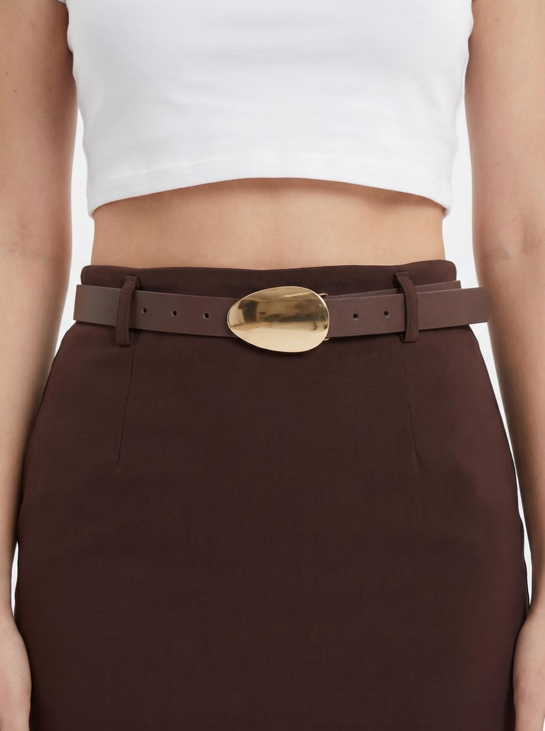 Belted Pencil Fit Women’s Midi Skirt