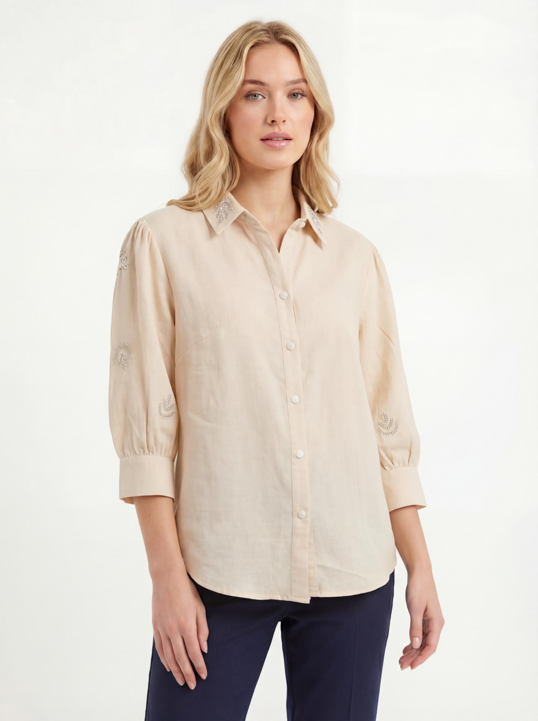 Embroidered Puff Sleeve Women’s Shirt