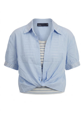 Studded Twist Front Women’s Layered Top