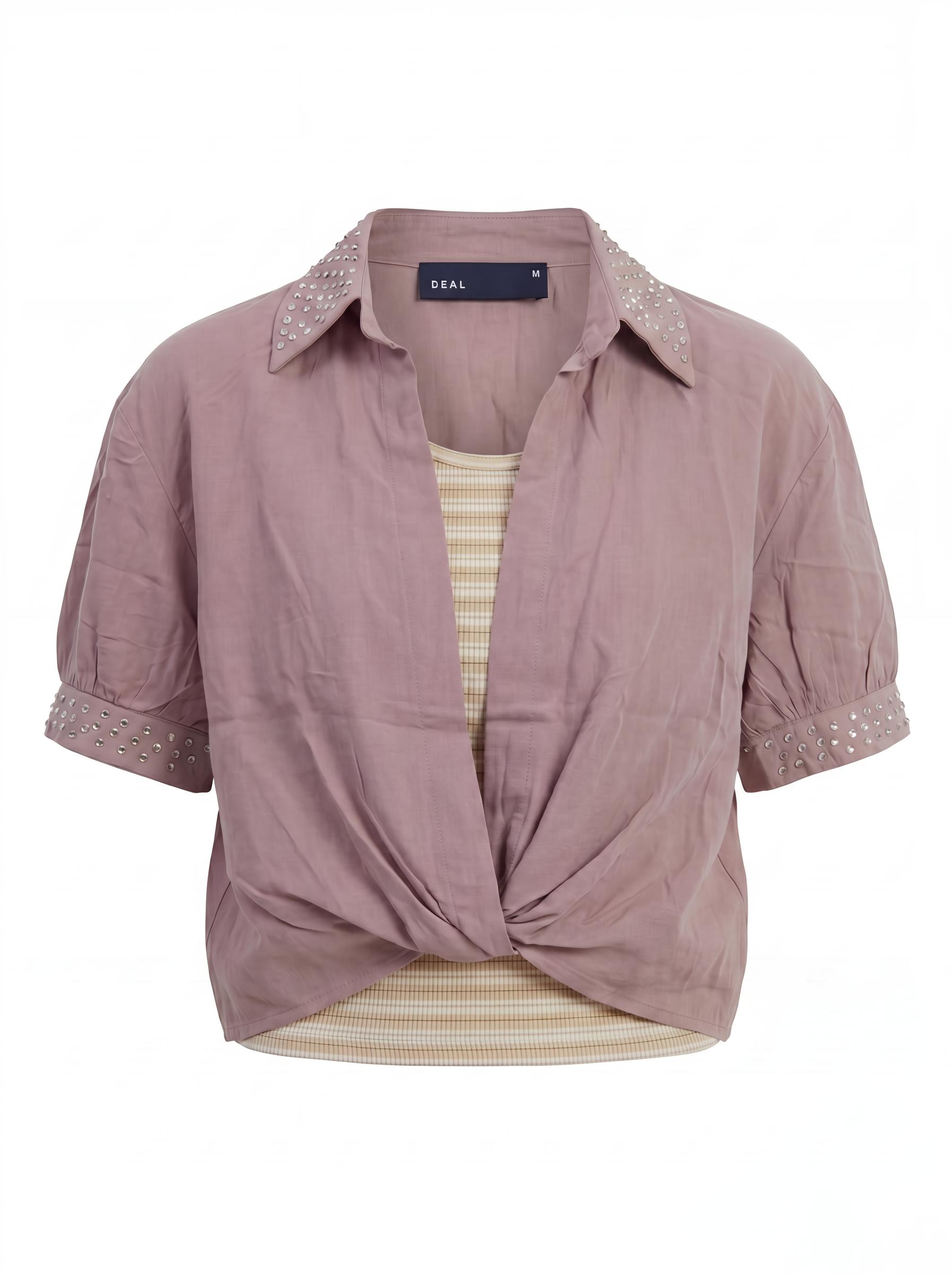 Studded Twist Front Women’s Layered Top