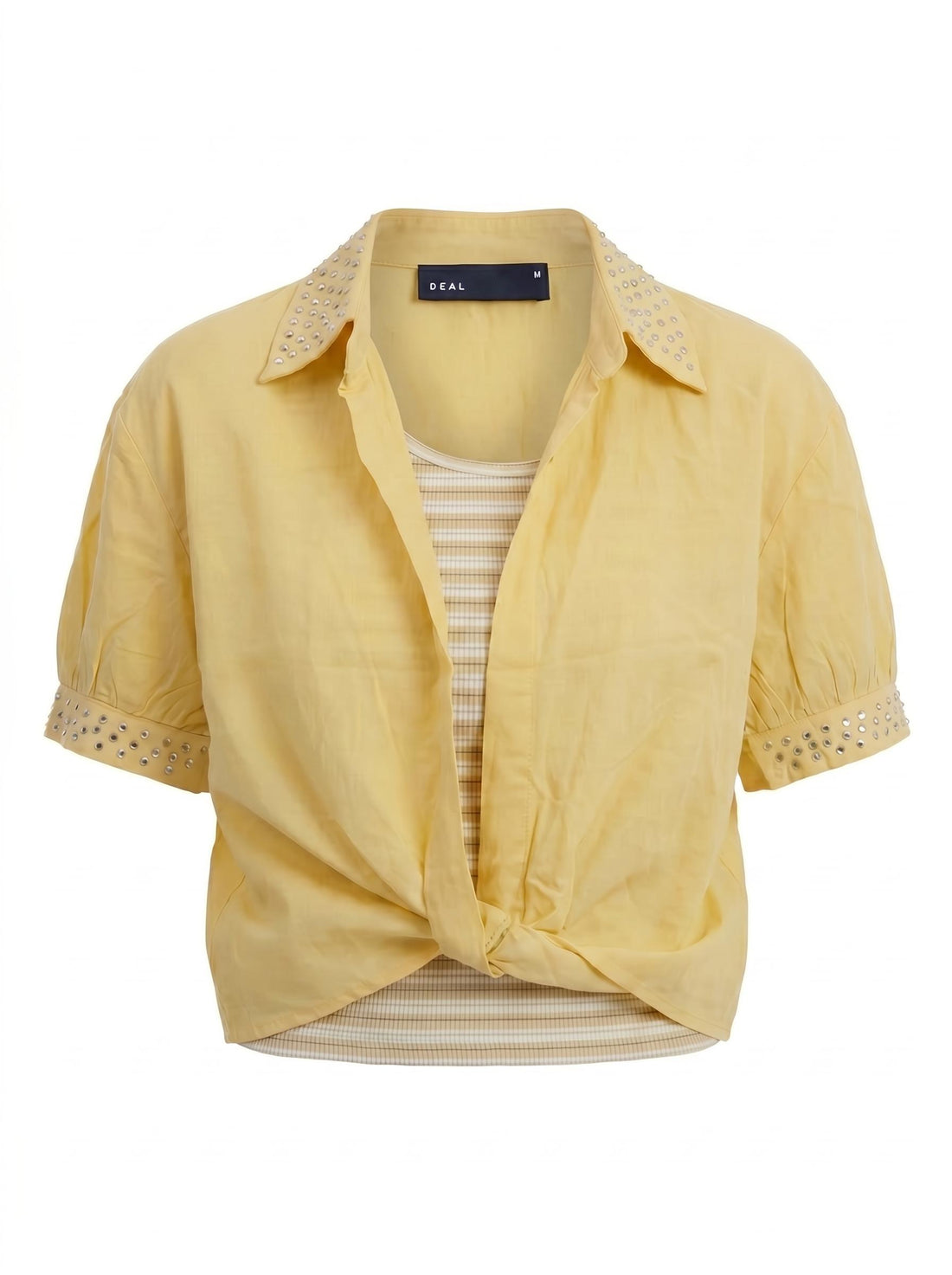 Studded Twist Front Women’s Layered Top