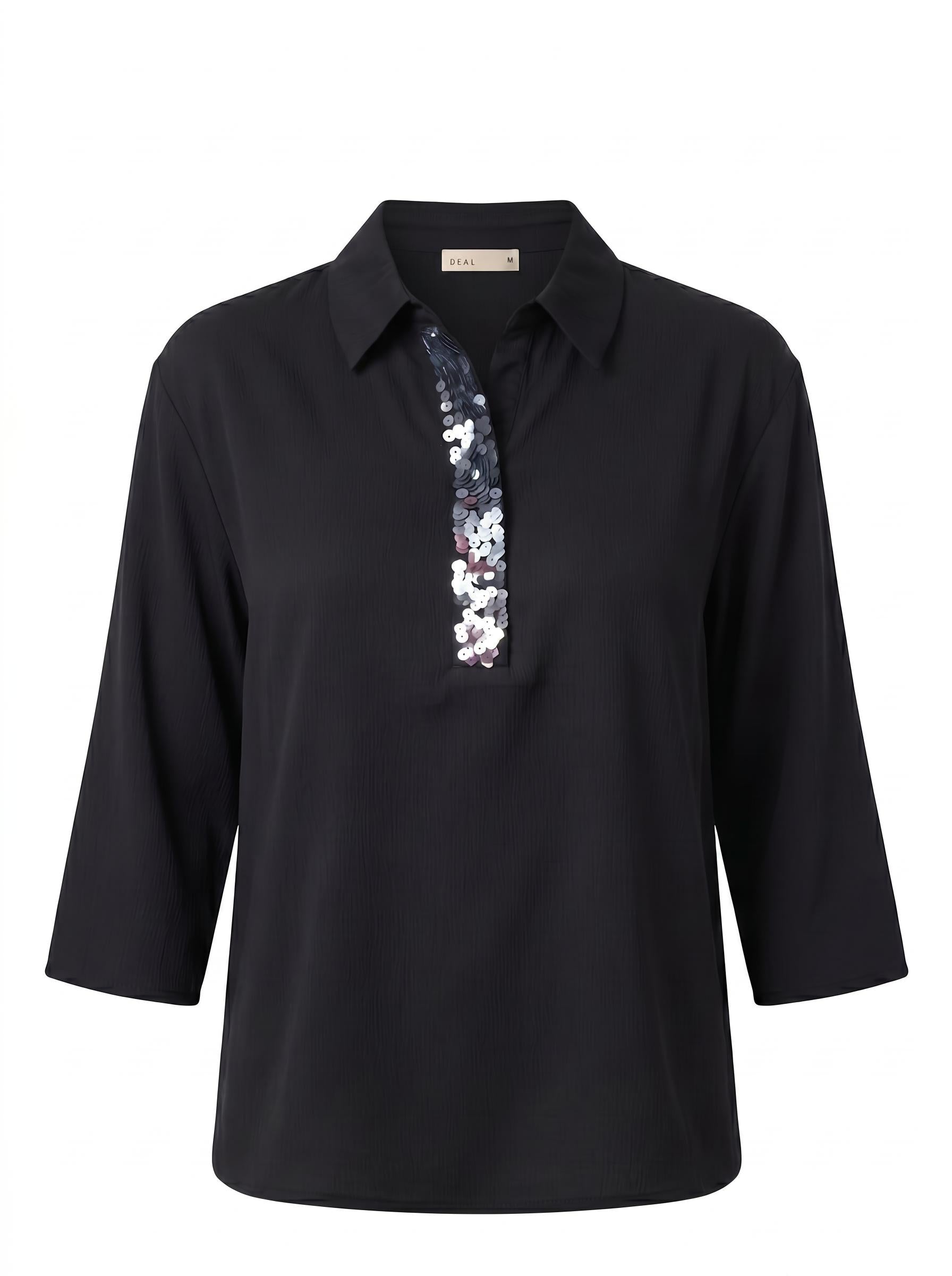 Sequin Detail Women’s Collar Top