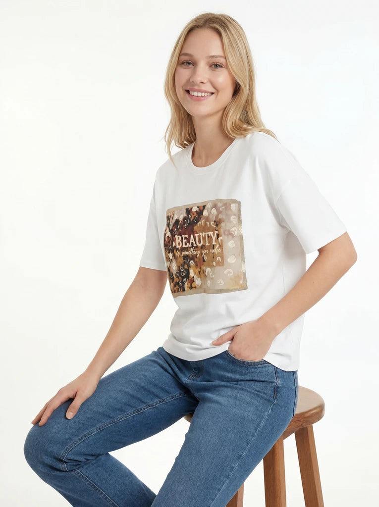 White Graphic Regular Fit T-Shirt