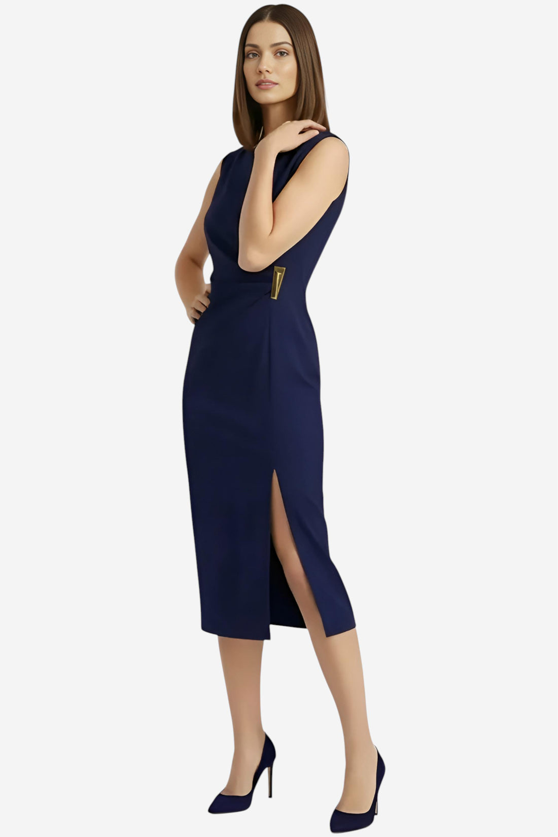 Sleeveless Ruched Bodycon Midi Dress