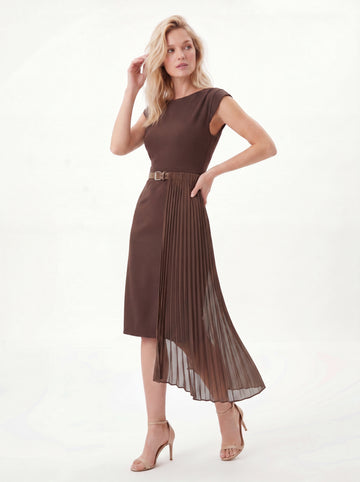 Pleated Sleeveless Midi Dress