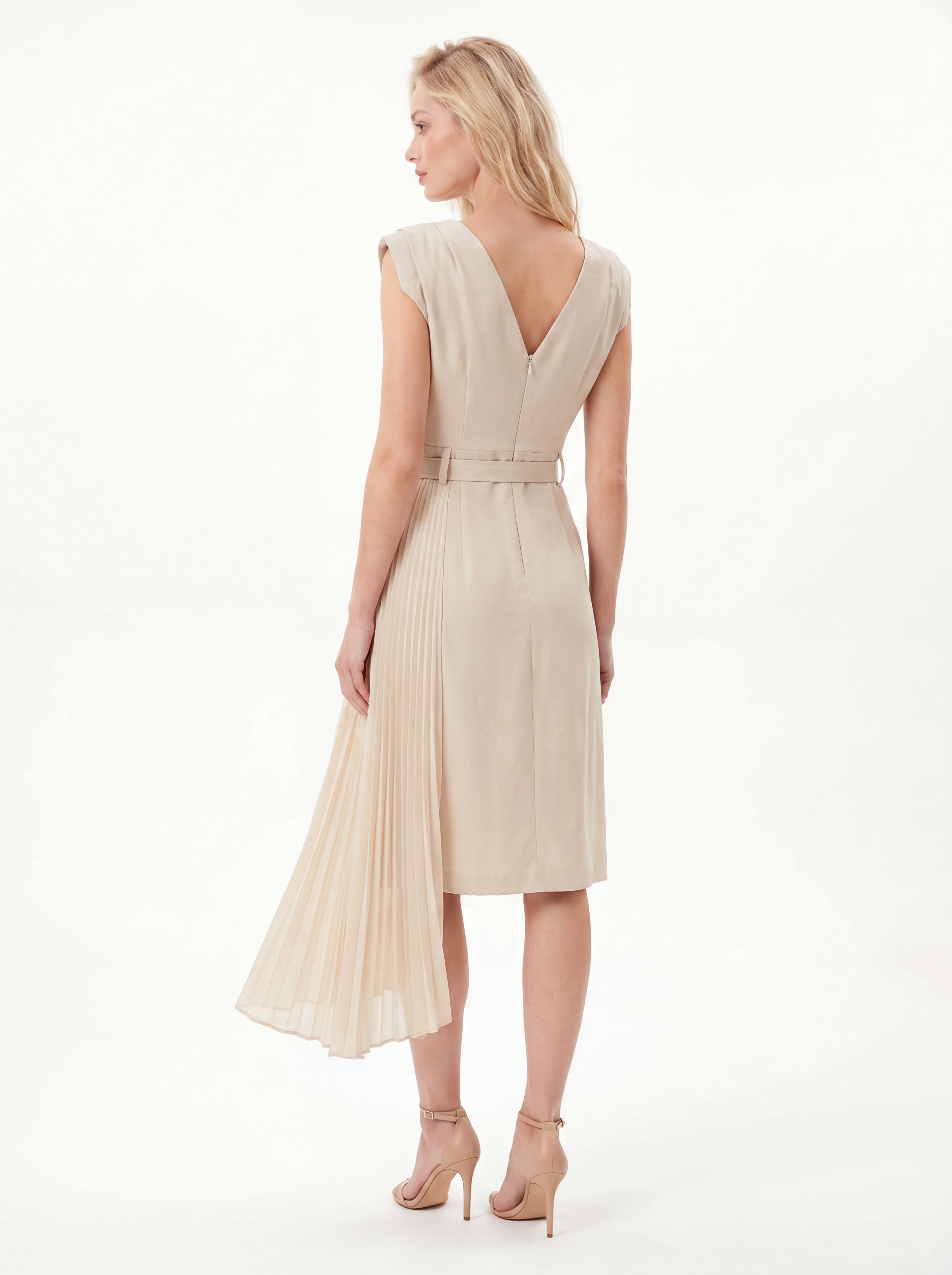 Pleated Sleeveless Midi Dress