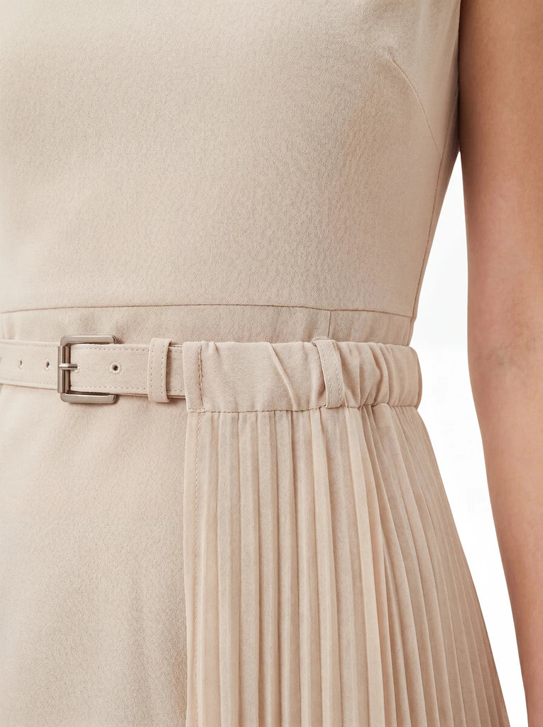 Pleated Sleeveless Midi Dress