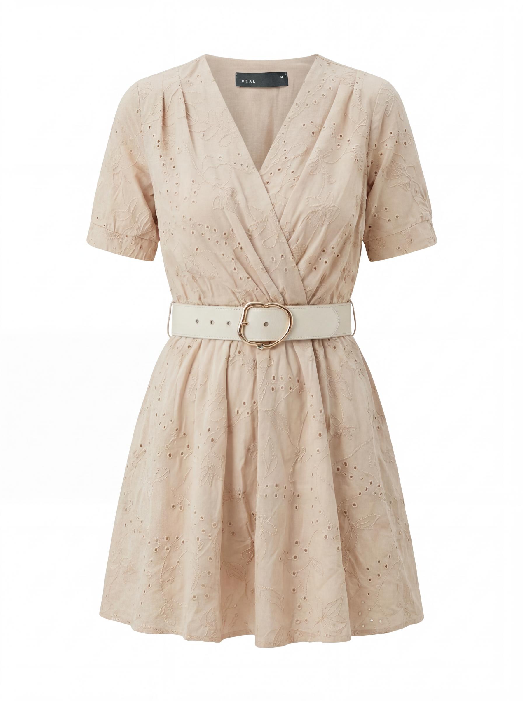 Belted Embroidered Women’s Mini Dress