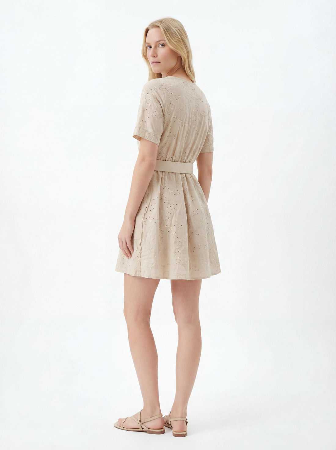 Belted Embroidered Women’s Mini Dress