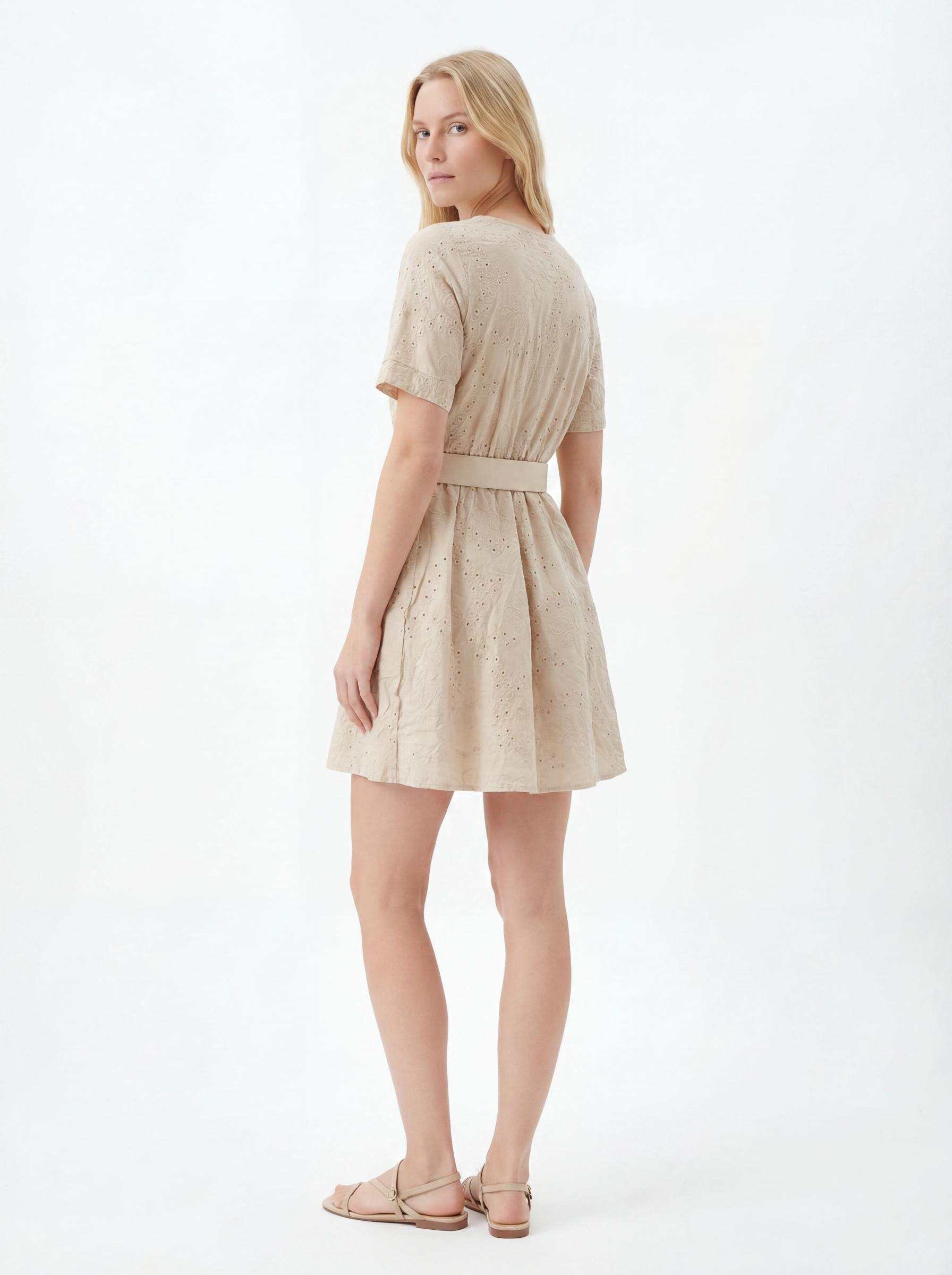 Belted Embroidered Women’s Mini Dress