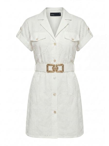 Belted Broderie Detail Women’s Shirt Dress