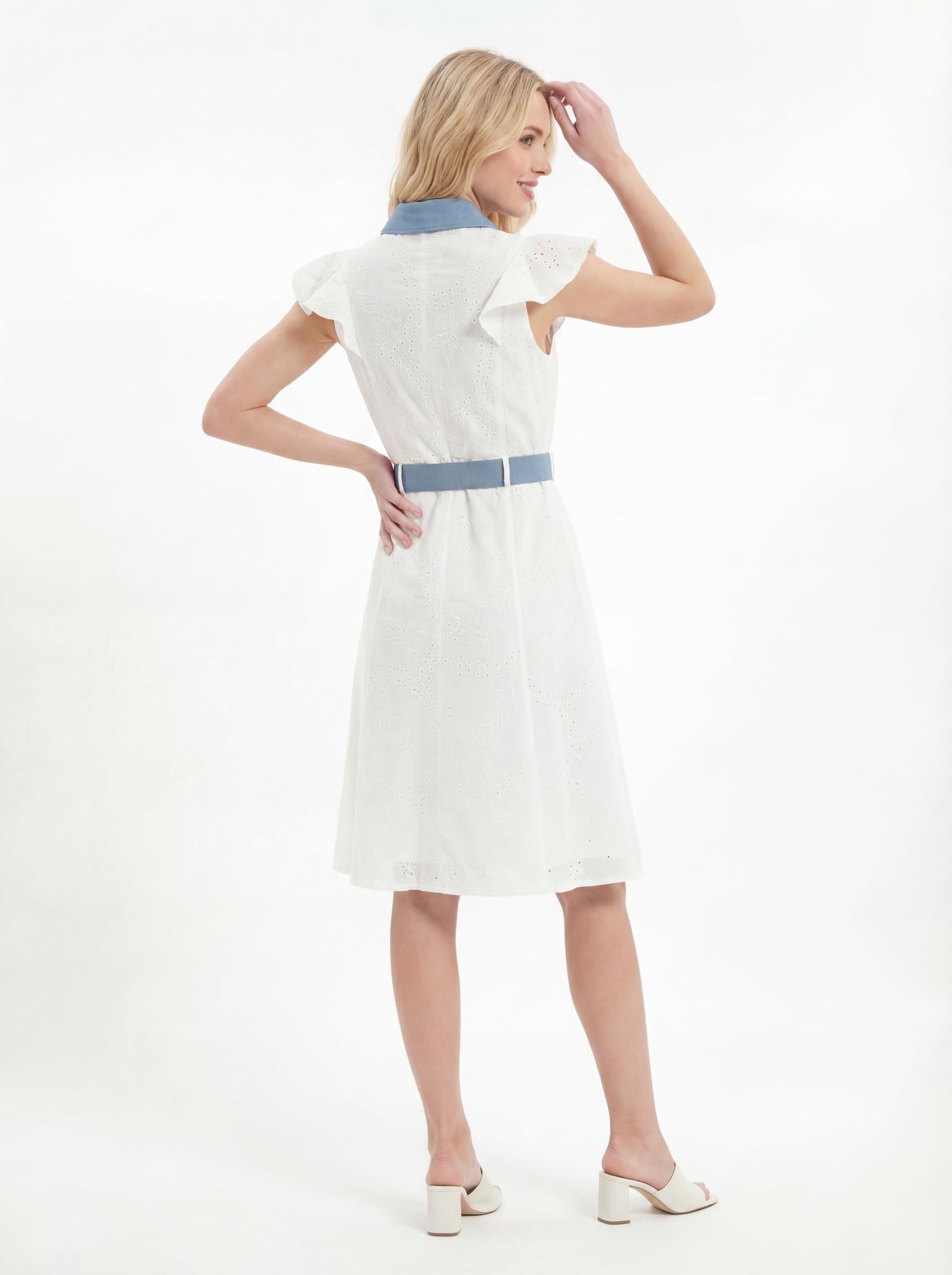 Contrast Trim Broderie Women’s Midi Dress