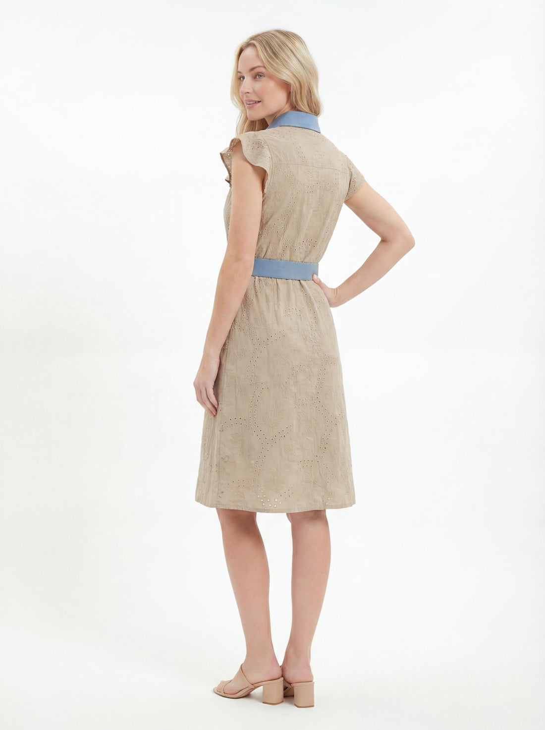 Contrast Trim Broderie Women’s Midi Dress