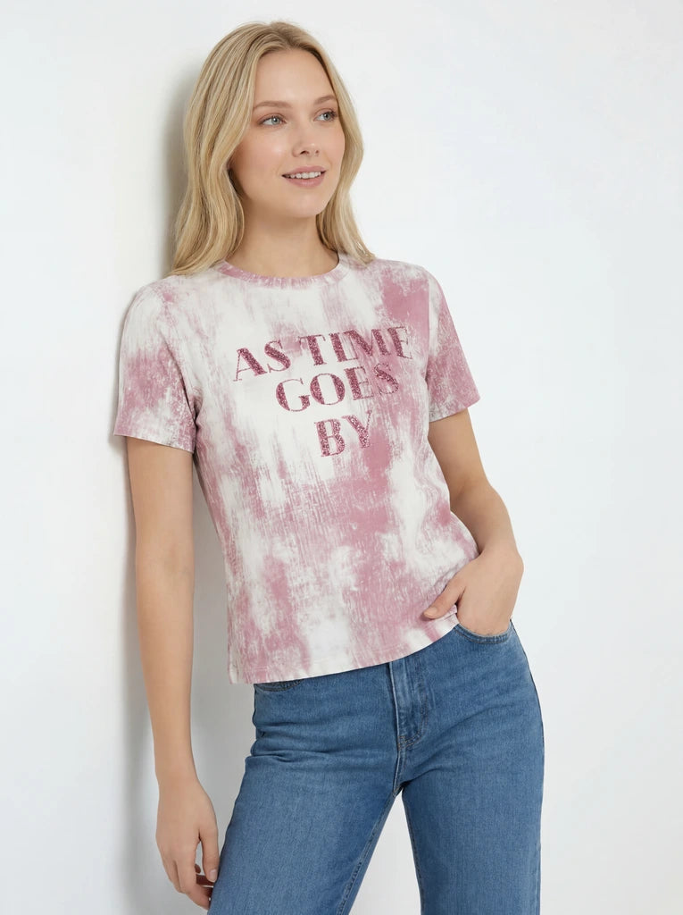 Pink Tie-Dye Graphic Crew Neck Relaxed T-Shirt