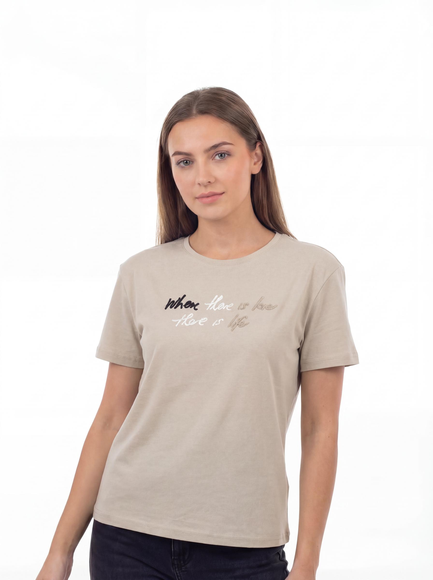 Embroidered Slogan Women’s Casual T-Shirt