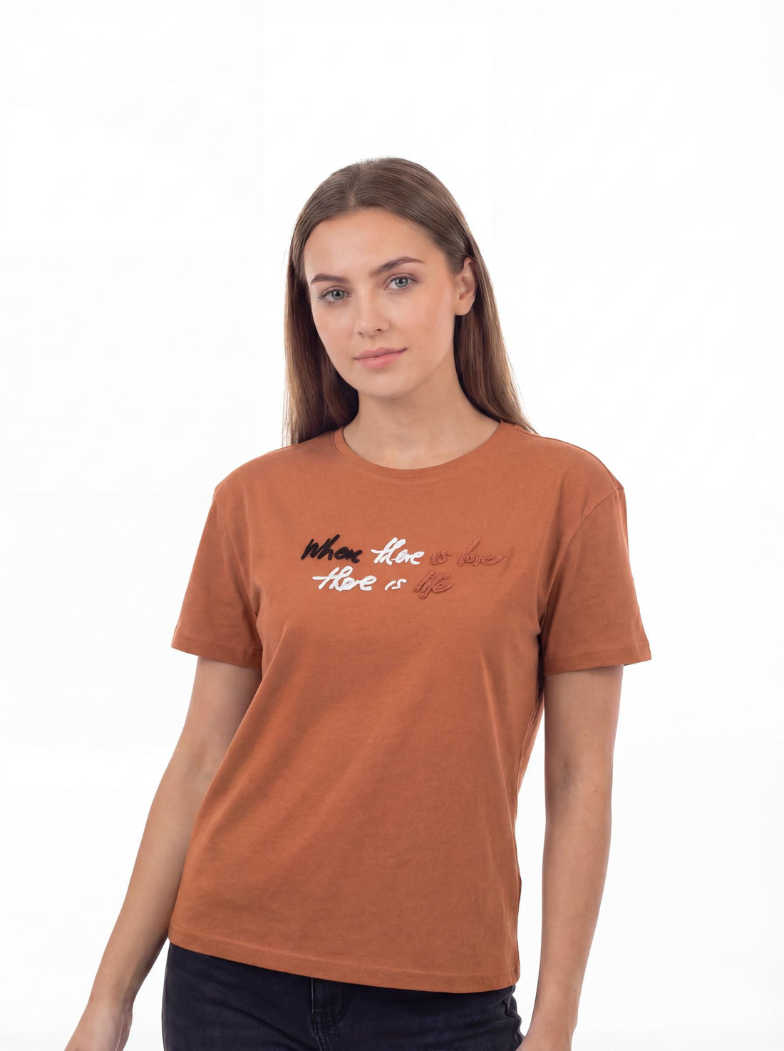 Embroidered Slogan Women’s Casual T-Shirt