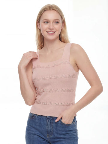 Blush Pink Textured Sleeveless Knit Tank Top