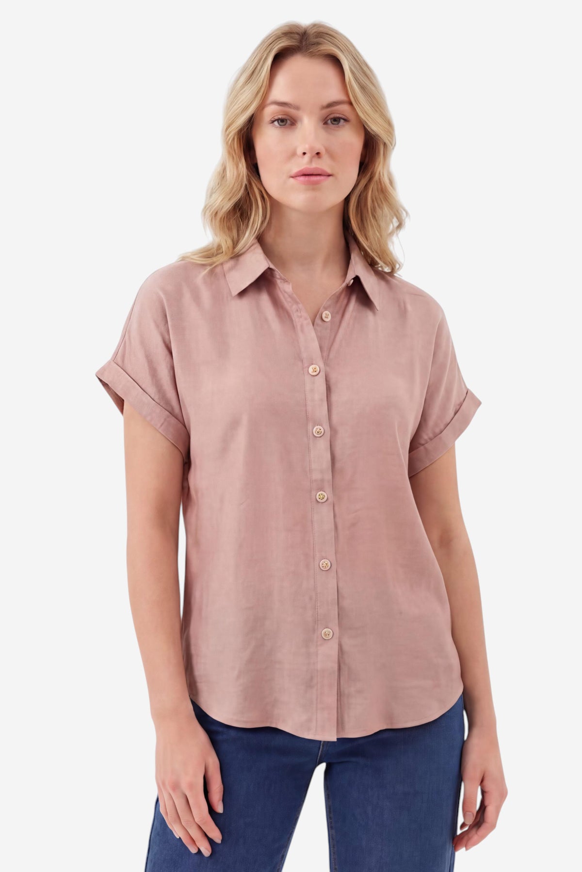 Linen-Blend Short-Sleeve Relaxed Shirt