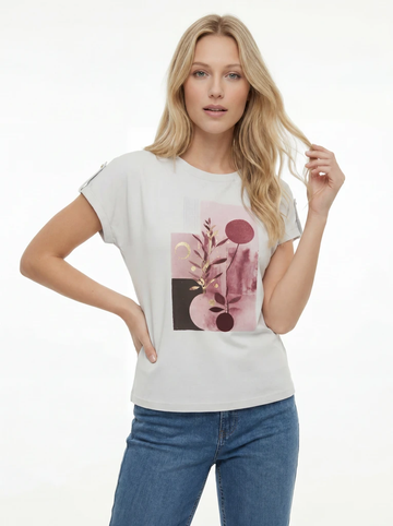 White Floral Graphic Crew Neck Regular T-Shirt