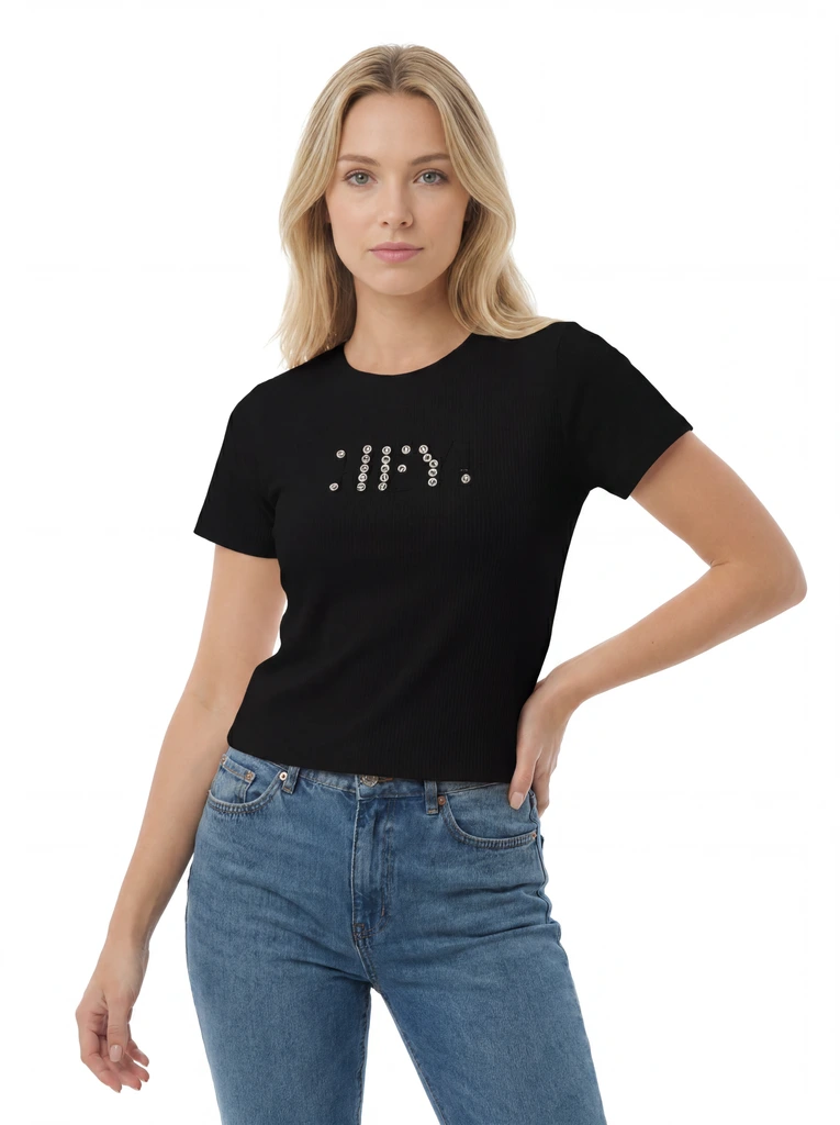 Black Minimal Graphic Slim Fit T-Shirt