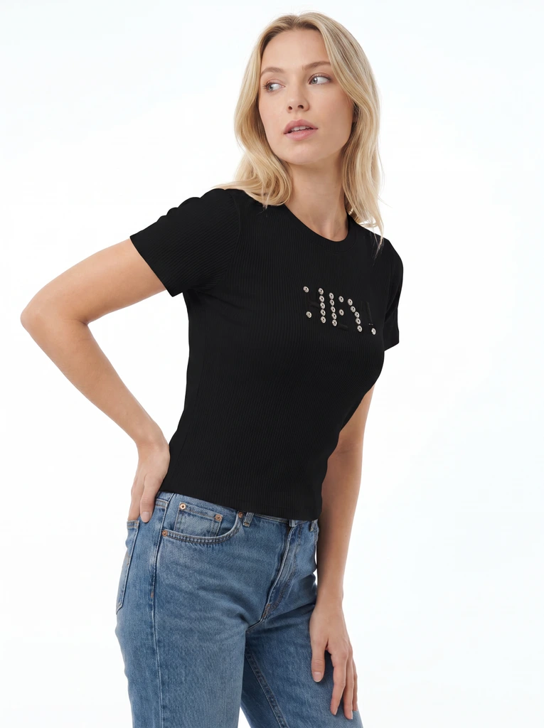 Black Minimal Graphic Slim Fit T-Shirt