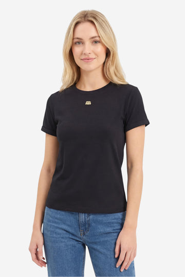 Crew Neck T-Shirt with Metallic Logo Detail
