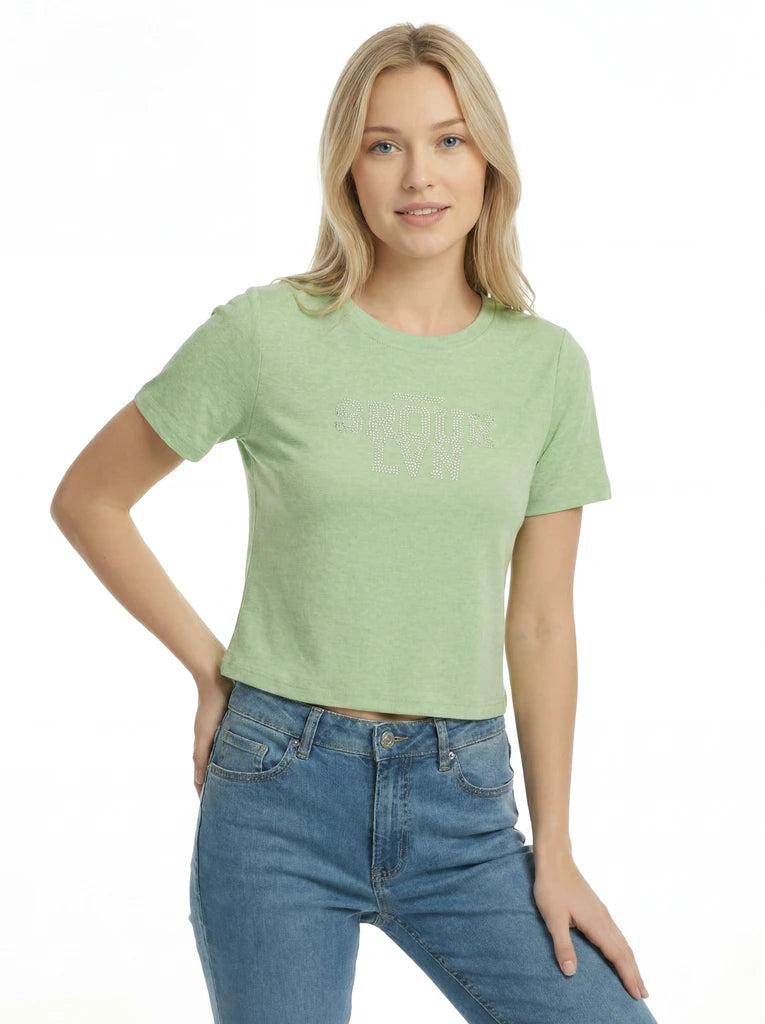 Ribbed Fitted Crew Neck T-Shirt
