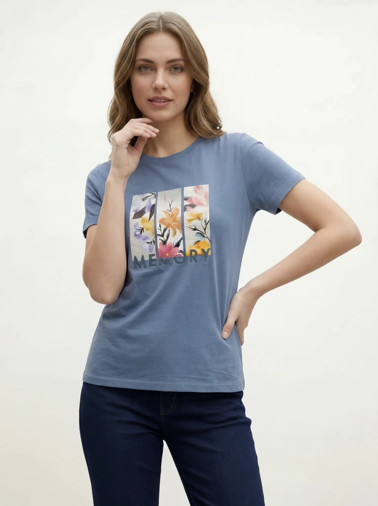 Graphic Print Crew Neck Casual T-Shirt