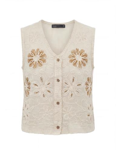 Floral Embroidered Sleeveless Vest