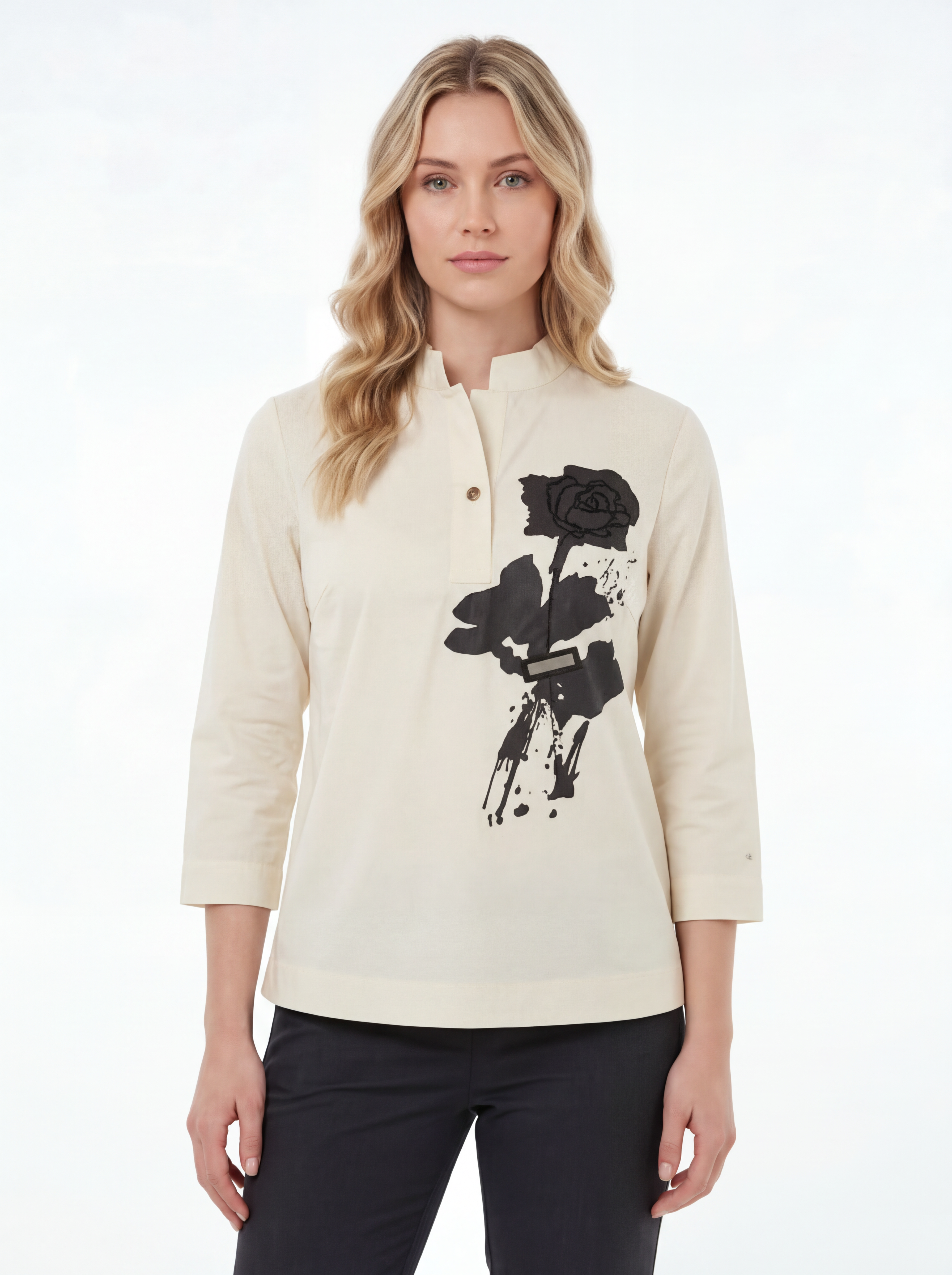 Regular Fit Floral Print Long Sleeve Top