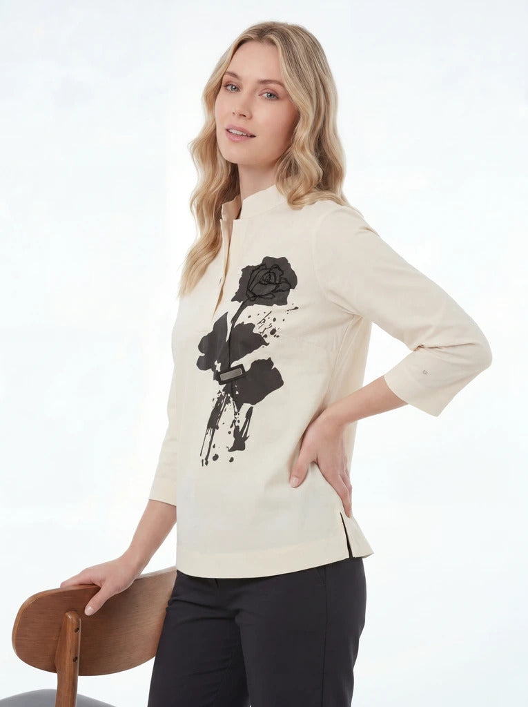 Regular Fit Floral Print Long Sleeve Top