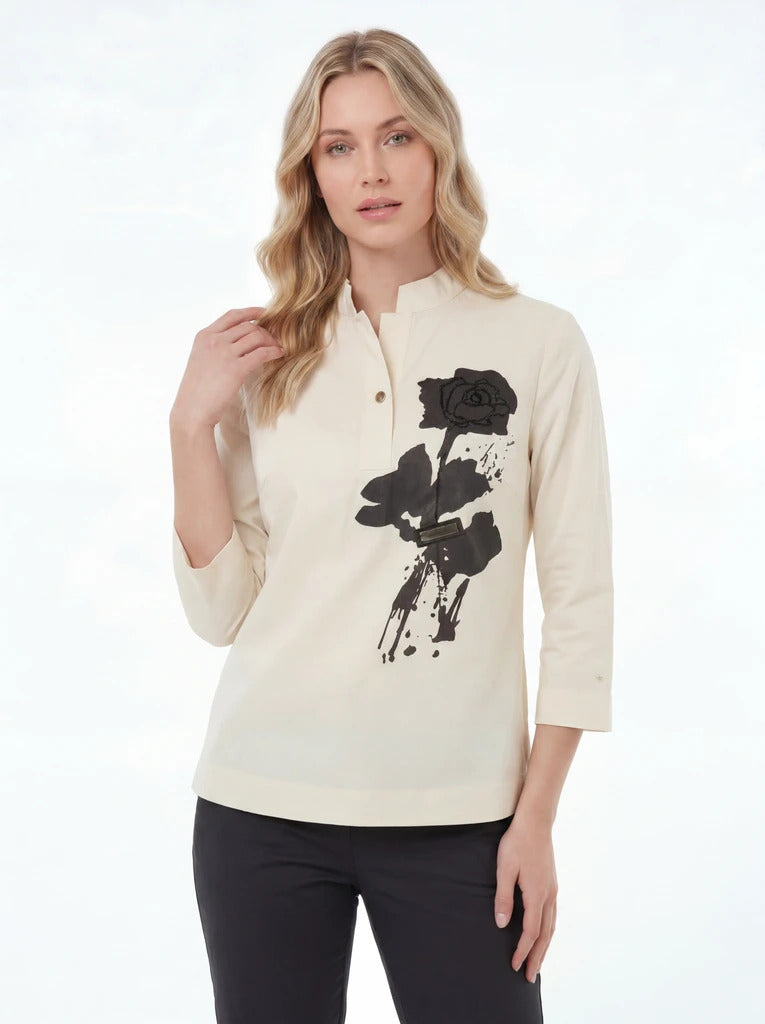Regular Fit Floral Print Long Sleeve Top
