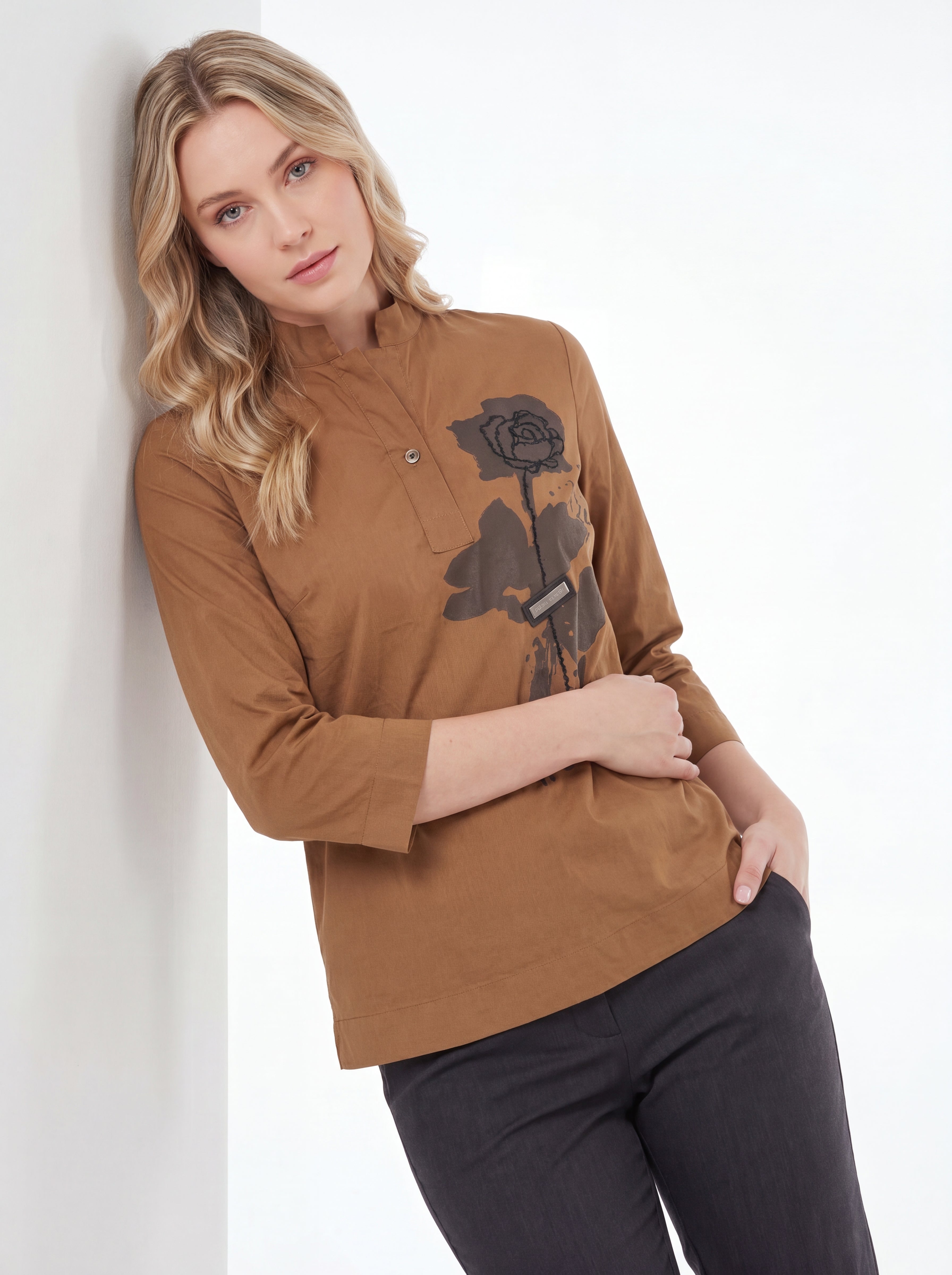 Regular Fit Floral Print Long Sleeve Top