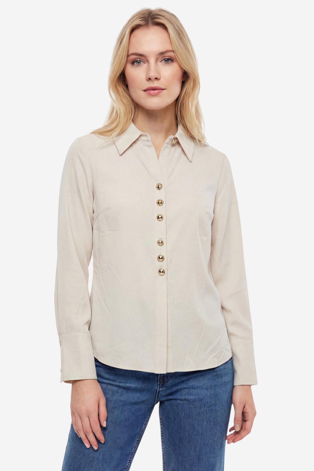 Slim Fit Shirt with Gold Buttons