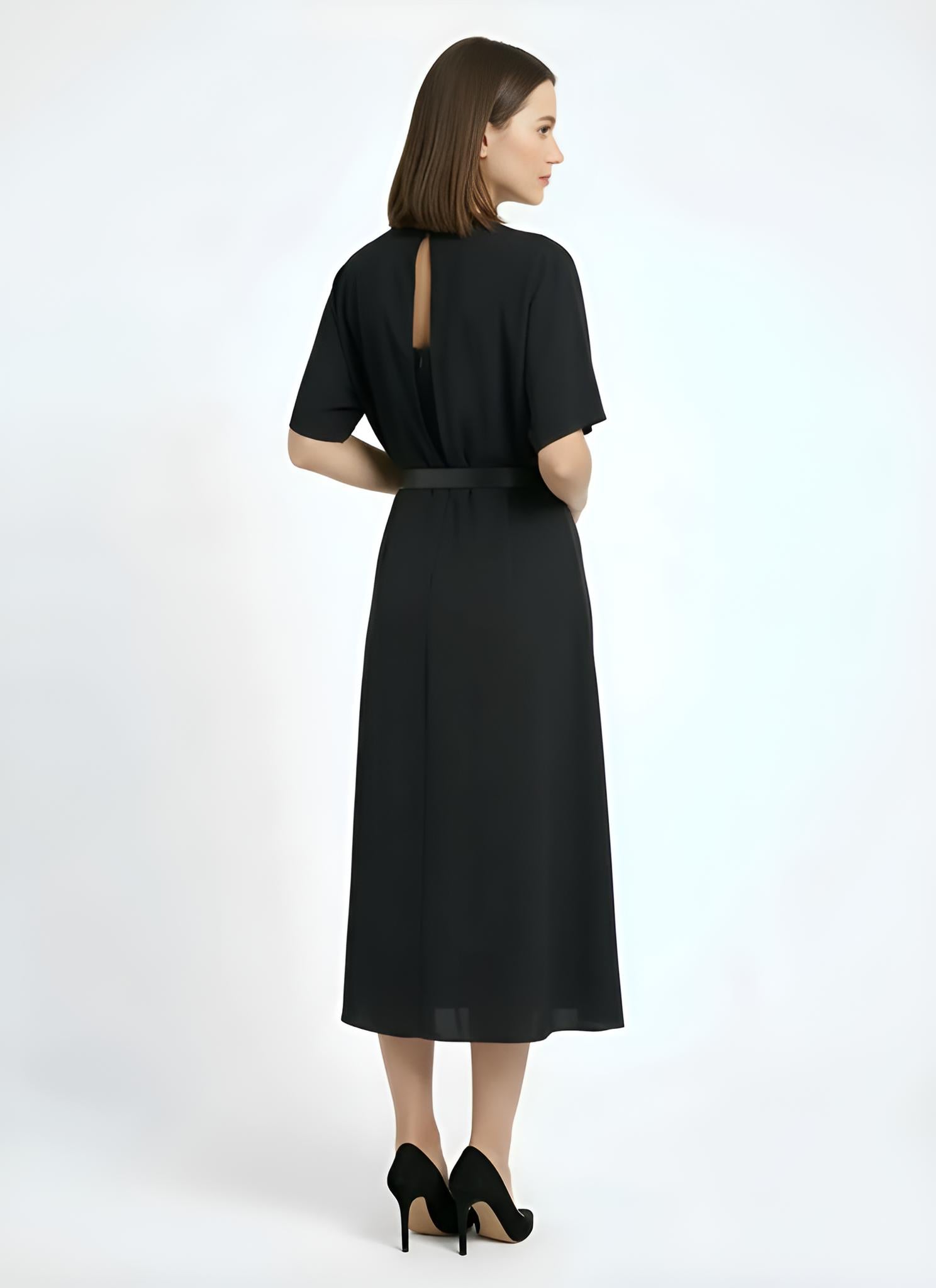 Pleated Waist Midi Dress