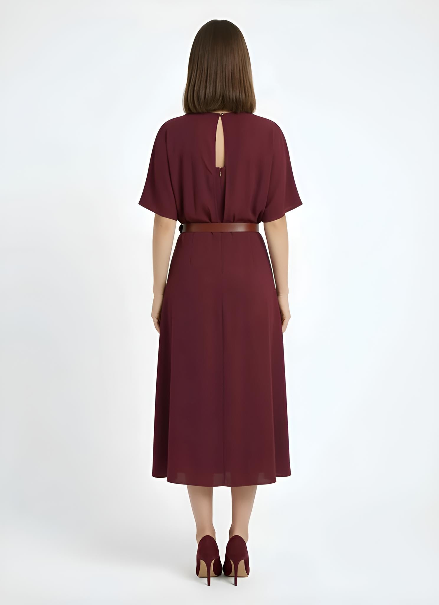 Pleated Waist Midi Dress