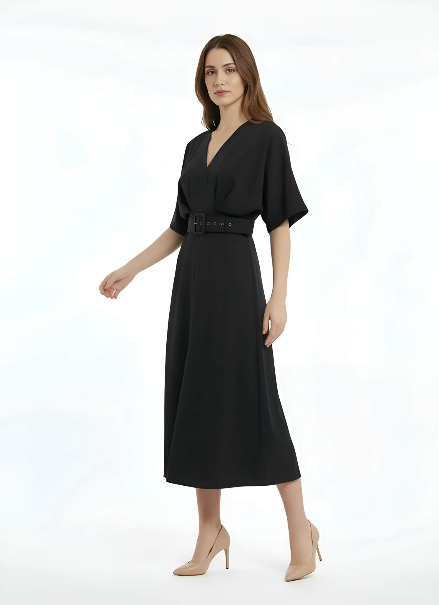 Flowy Bell Sleeve Wrap Dress