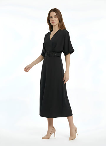Flowy Bell Sleeve Wrap Dress