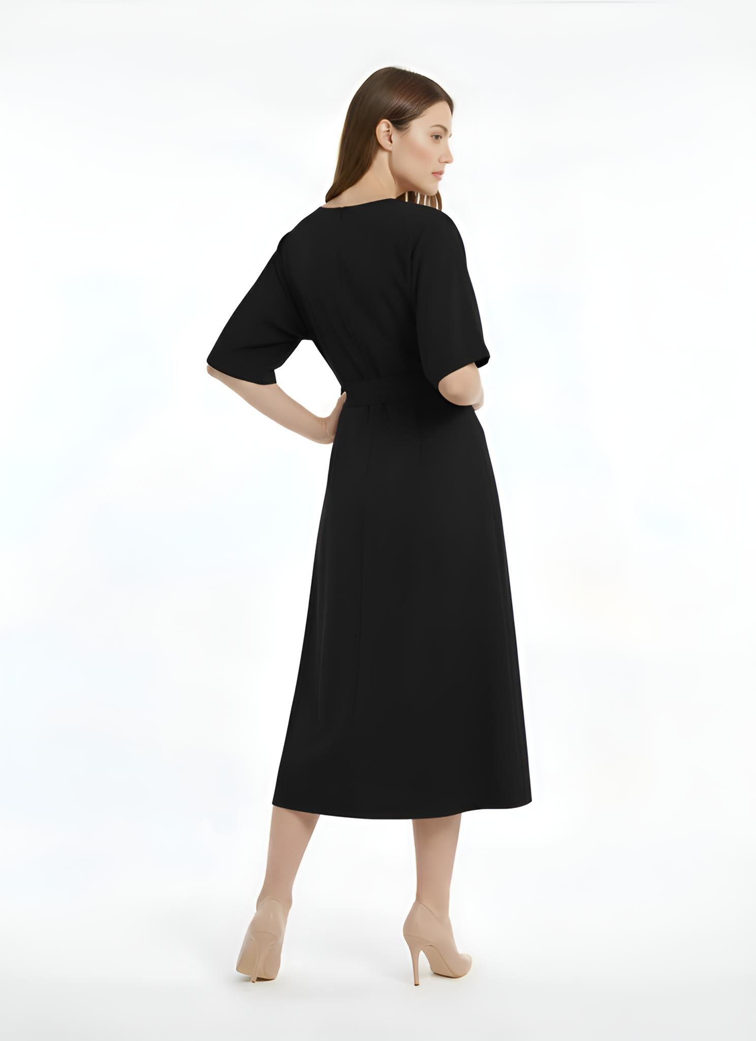 Flowy Bell Sleeve Wrap Dress