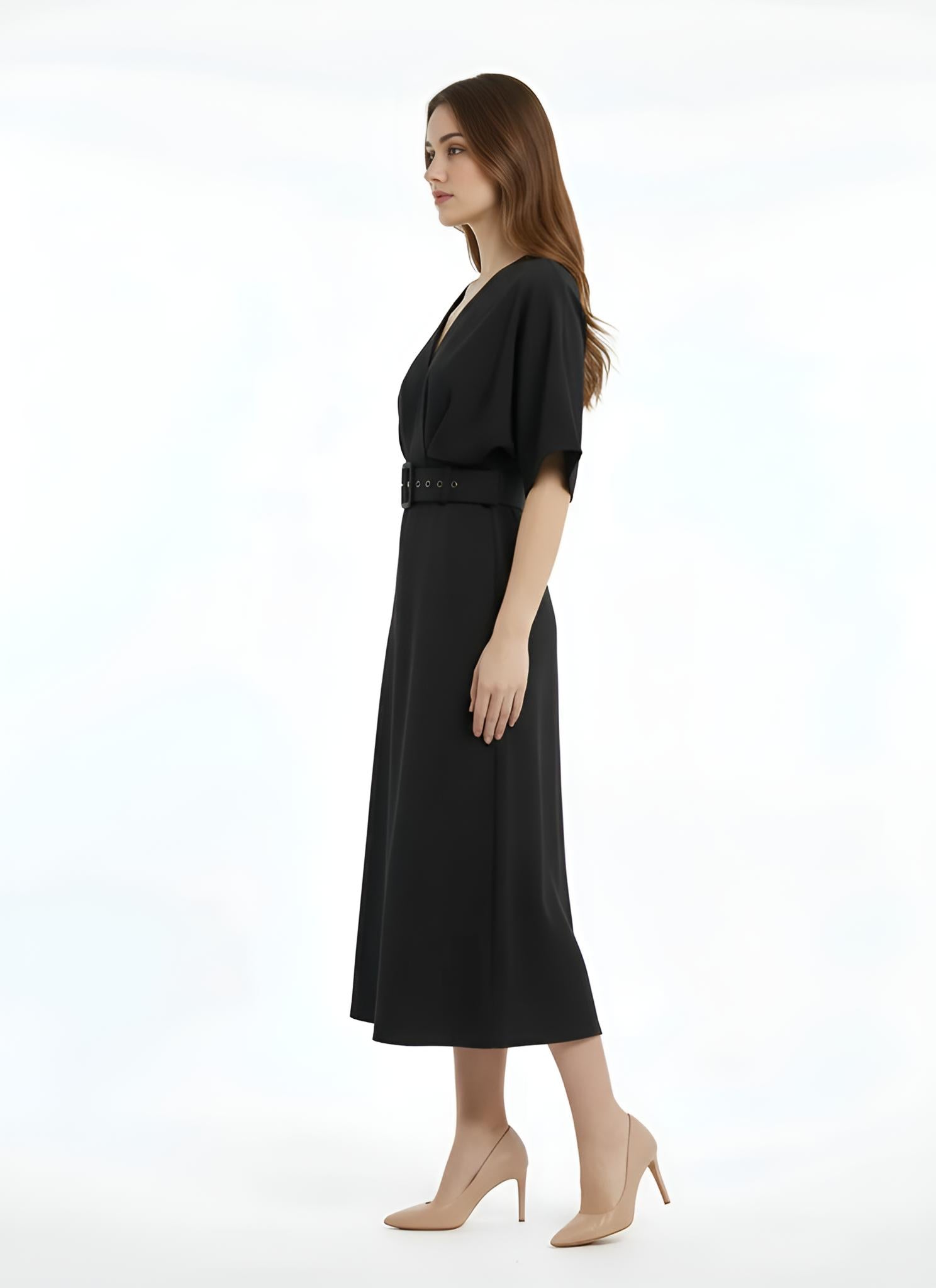 Flowy Bell Sleeve Wrap Dress