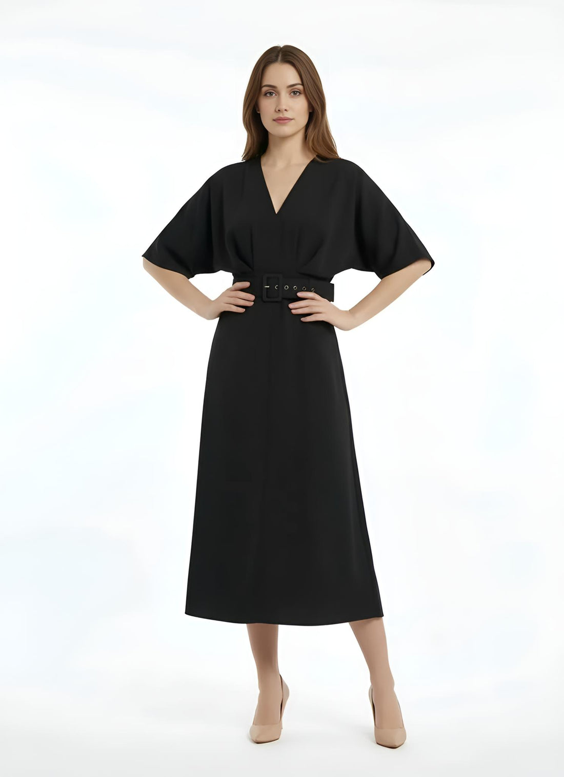 Flowy Bell Sleeve Wrap Dress