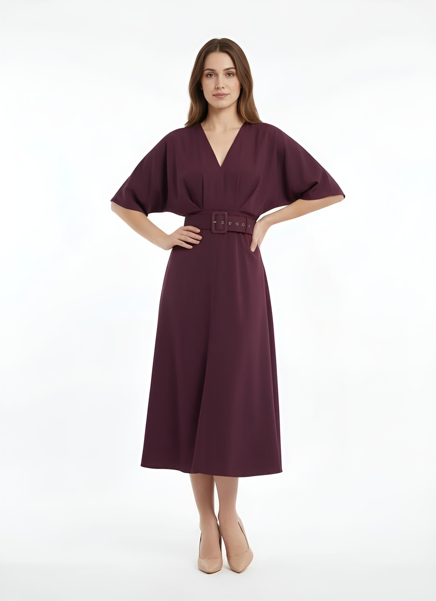 Flowy Bell Sleeve Wrap Dress