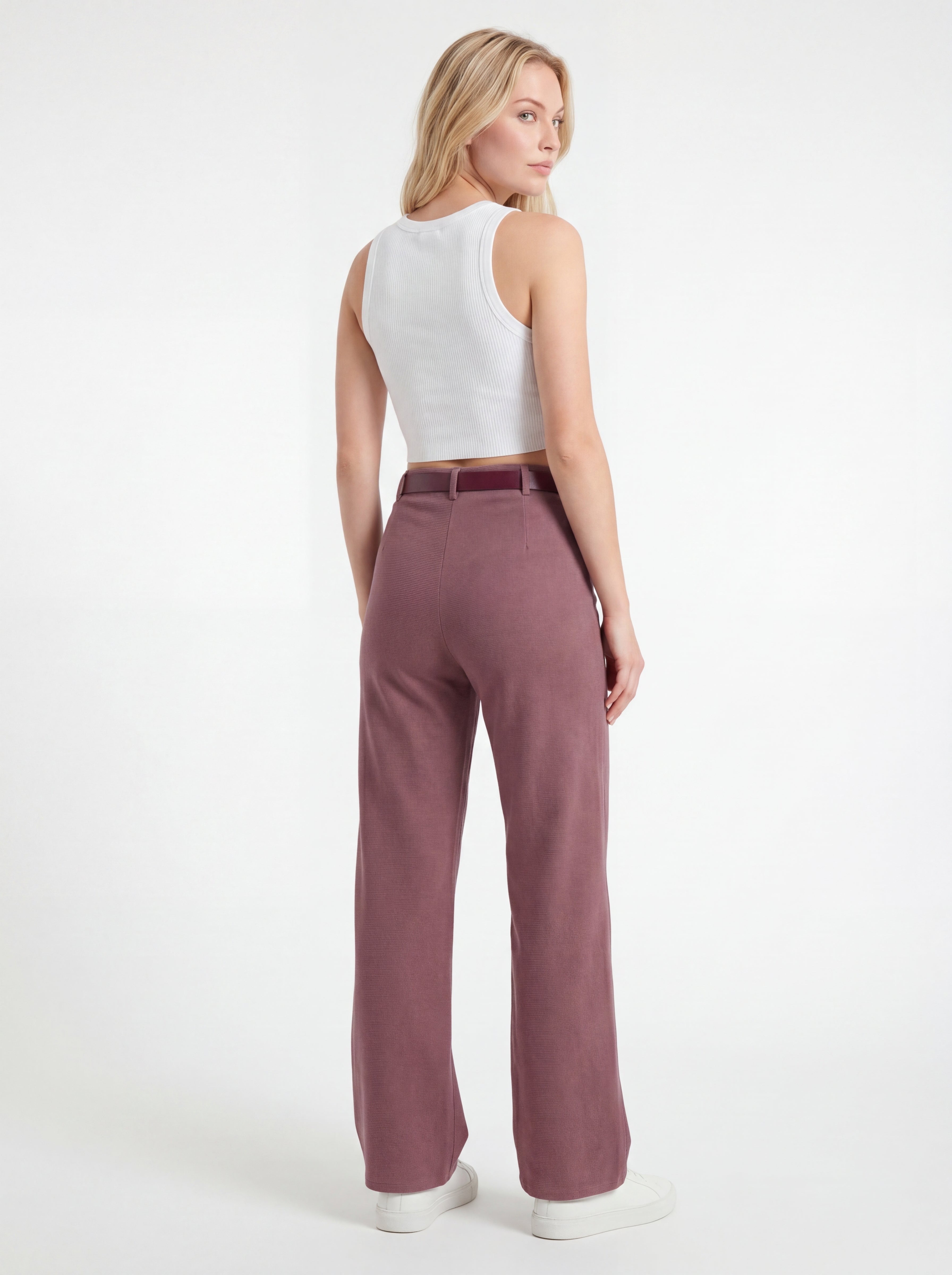 High-Waist Wide Leg Casual Trousers
