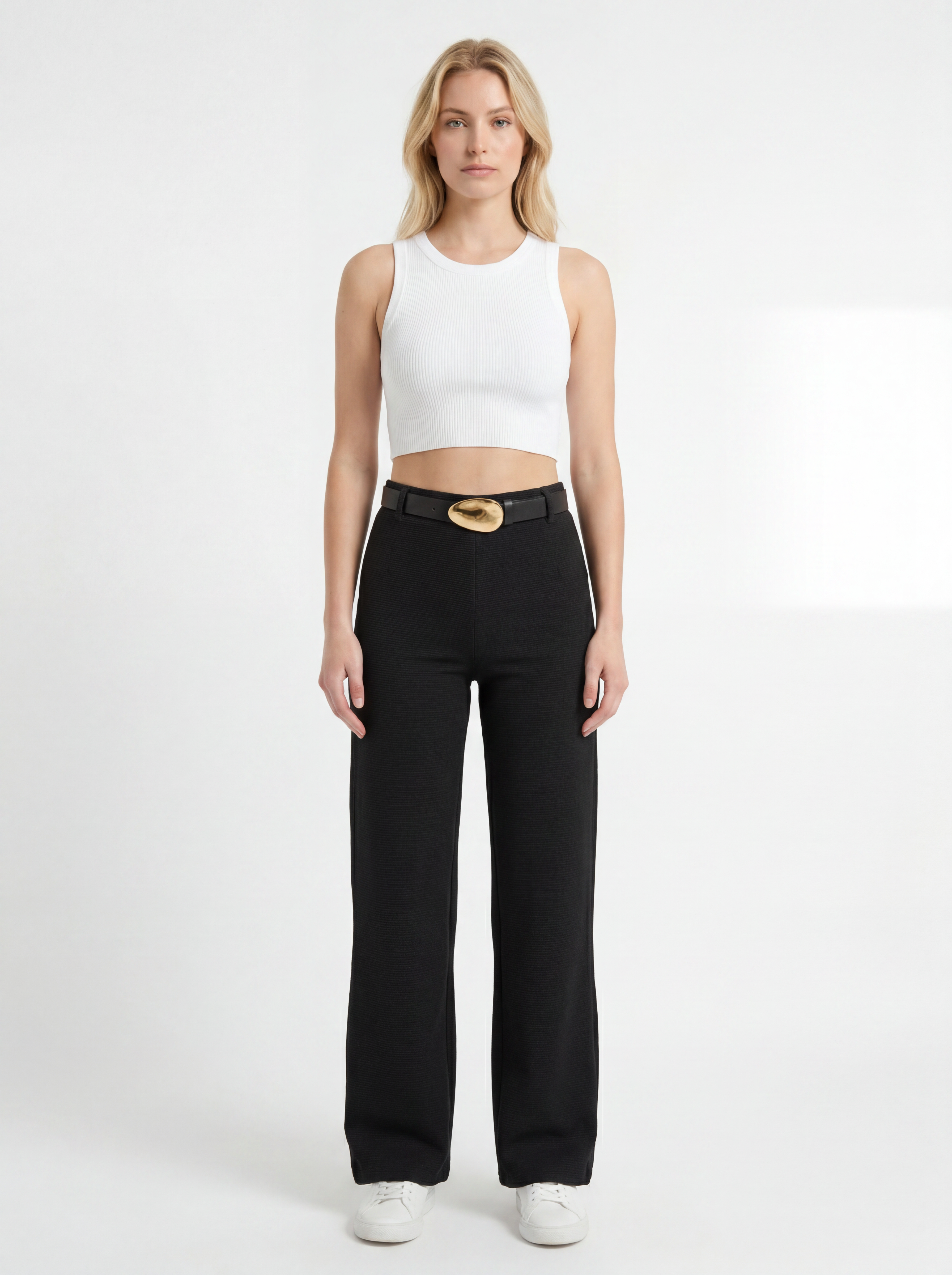 High-Waist Wide Leg Casual Trousers