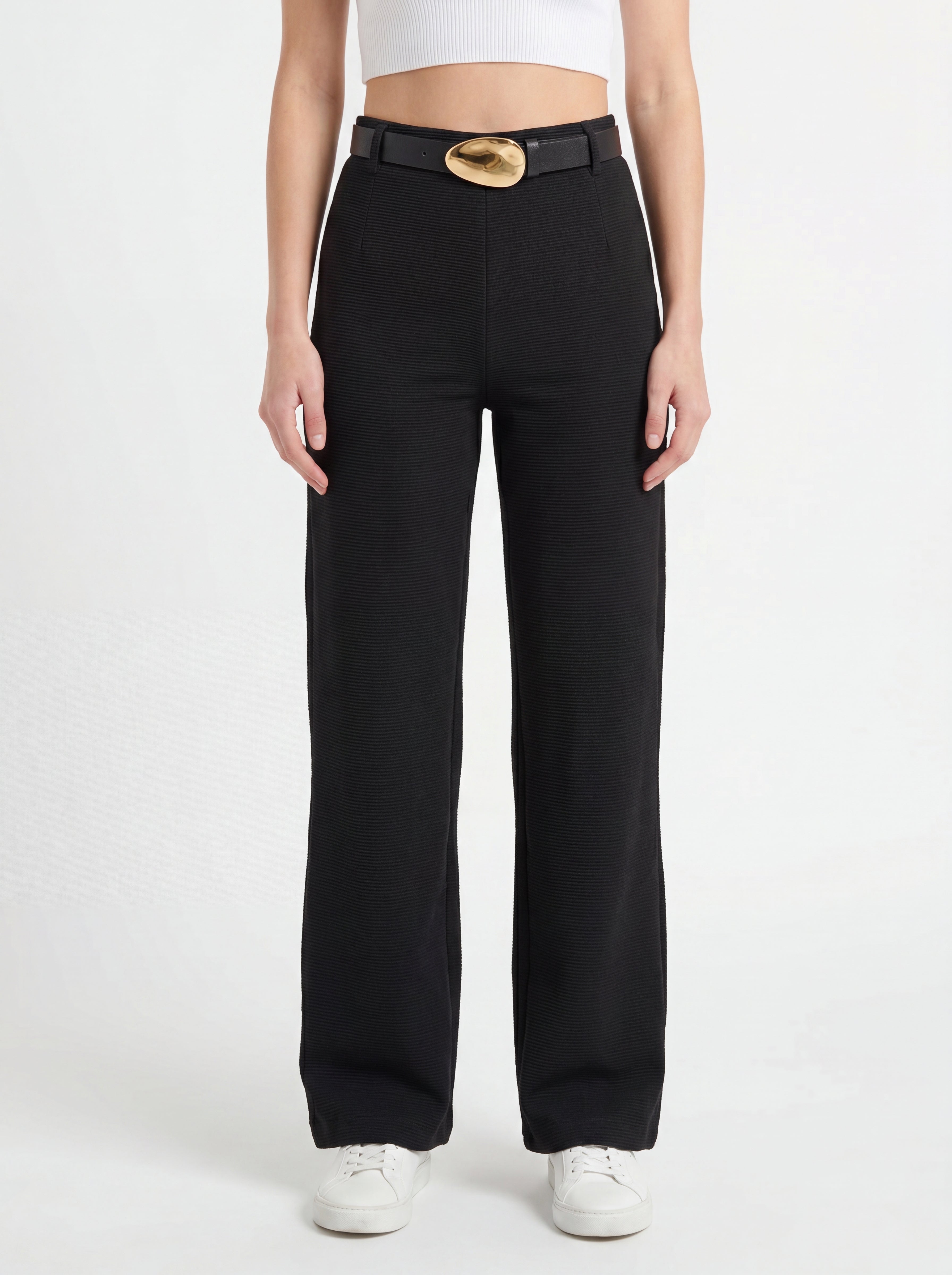 High-Waist Wide Leg Casual Trousers