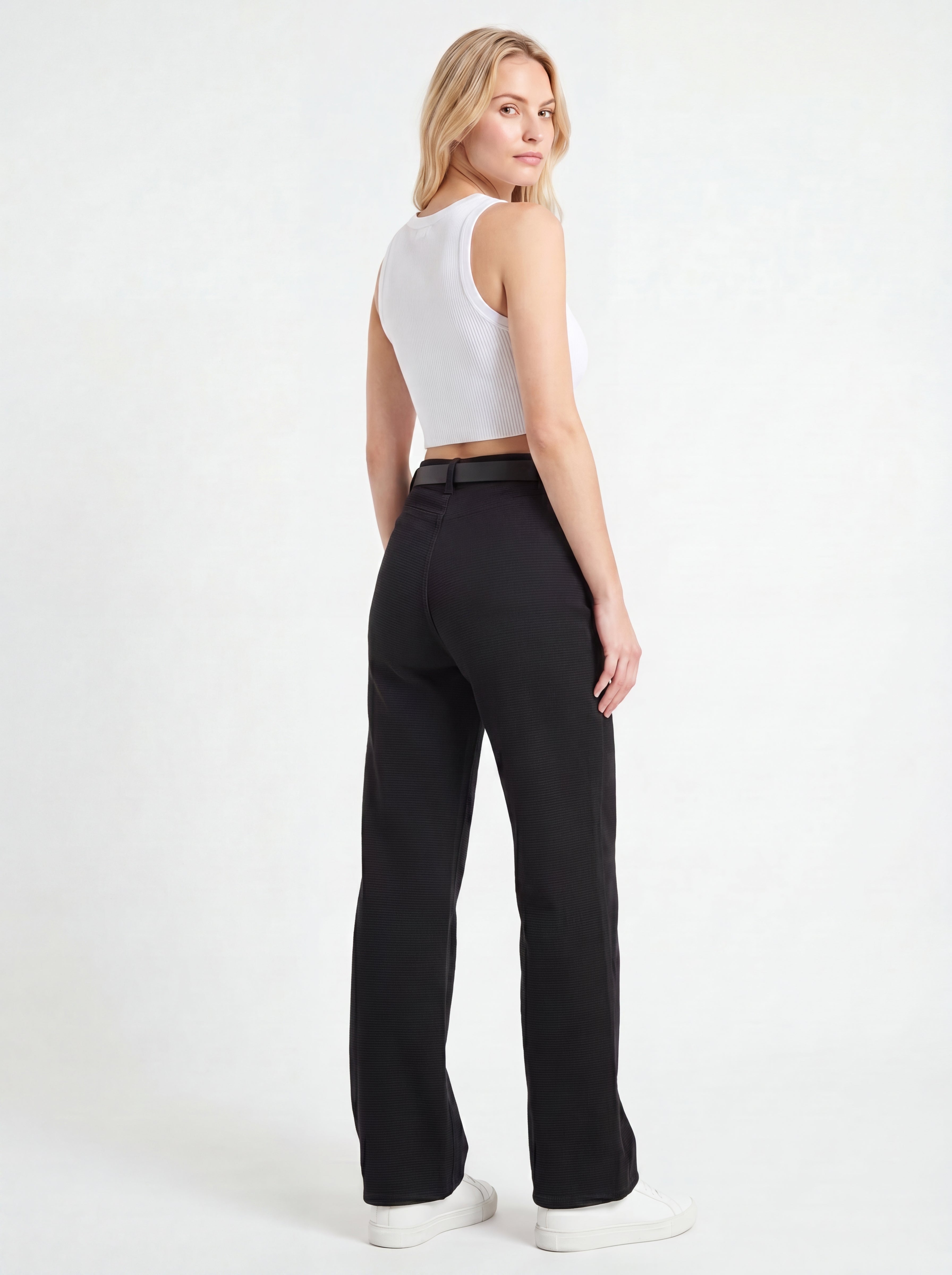 High-Waist Wide Leg Casual Trousers