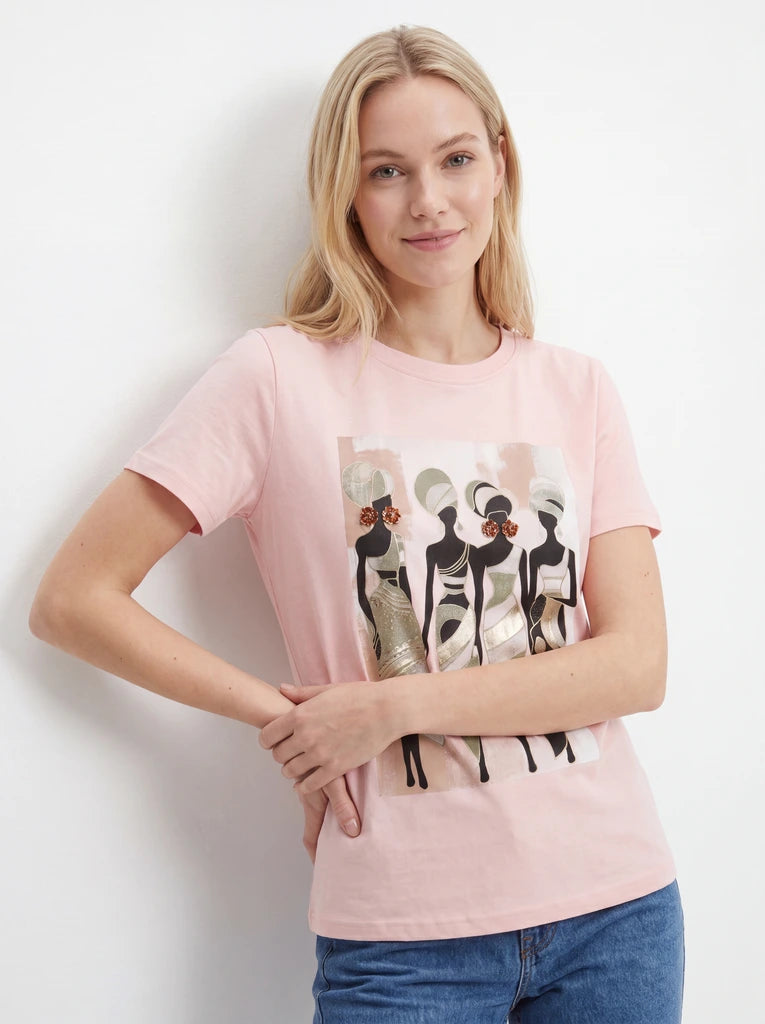 Pink Graphic Print Regular Fit Crew Neck T-Shirt