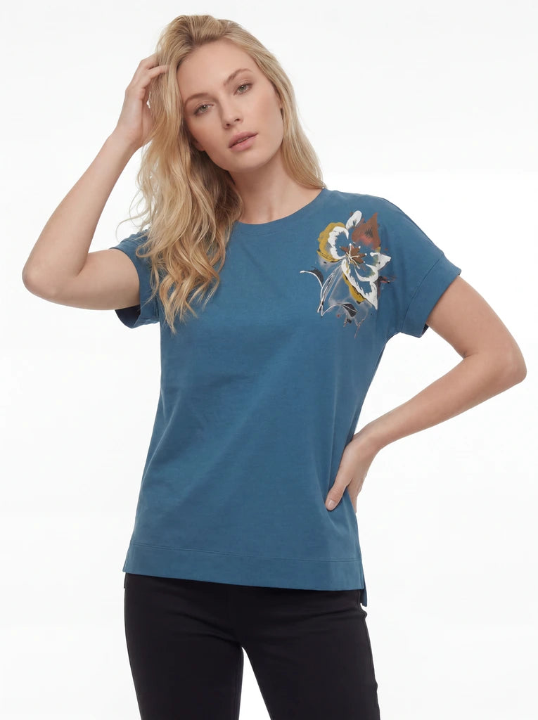 Blue Regular Fit Graphic Print Crew Neck T-Shirt